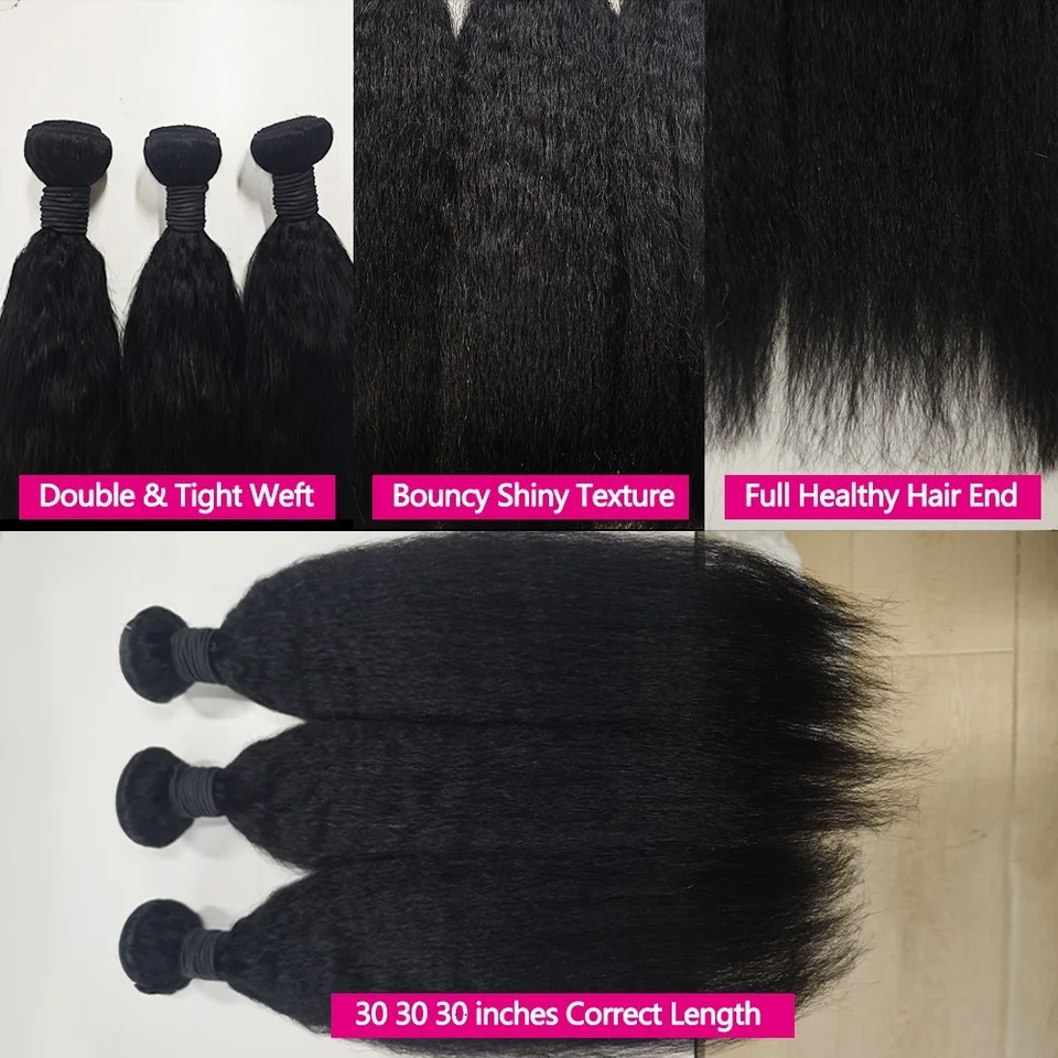 Paquetes de cabello humano Kinky Straight 12A brasileño virgen sin procesar extensiones 100% cabello humano entrega 2-5 días 4