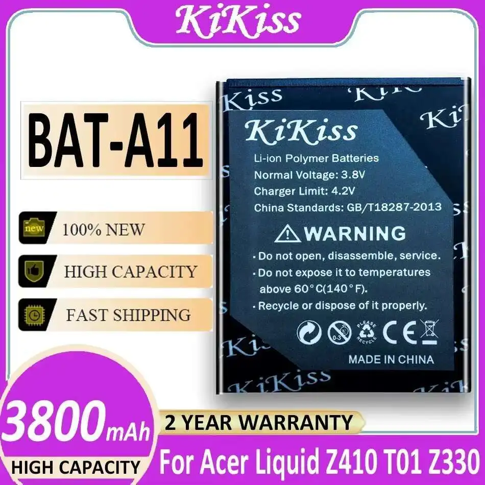 

Bat-A11 Mobile Phone Battery High Compatibility 3800Mah For Acer Liquid Z410 T01 Z330 Bat A11