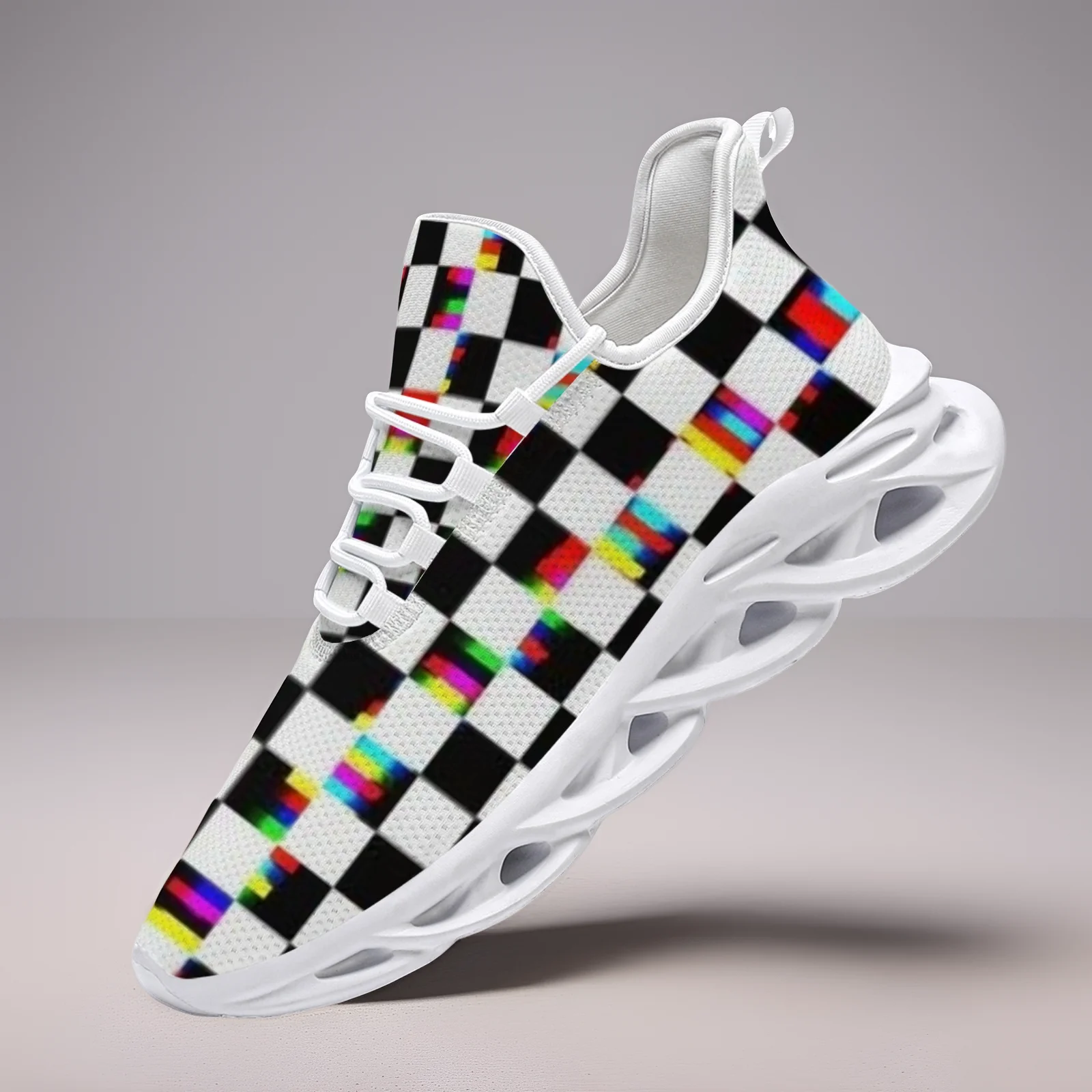 

Customized Checkerboard casual sneakers for men and women running shoes lightweight mesh shoes