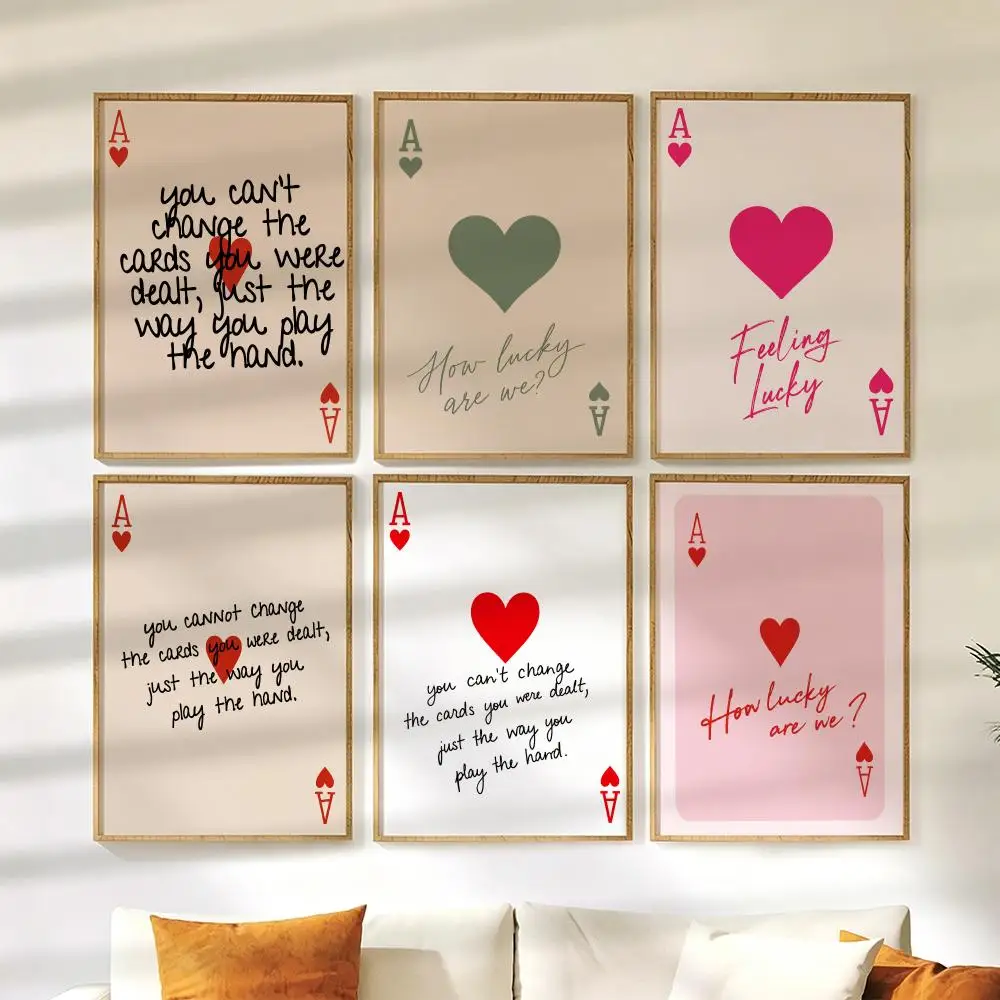 Ace Card Positive Sayings Poster Wall Stickers HD Painting Self Adhesive Art Decals for Bedroom Living Room Home Decor