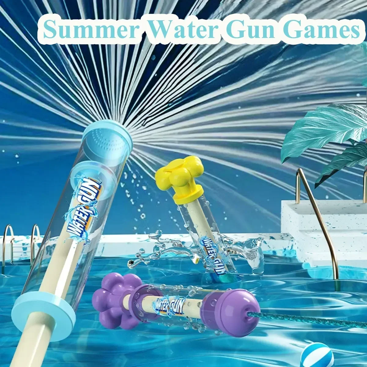 

1/2PCS Fireworks Spray Toy Pull-Back Water Gun Outdoor Splash Games for Pool Lawn Activities Kid Summer Interactive Beach Gift