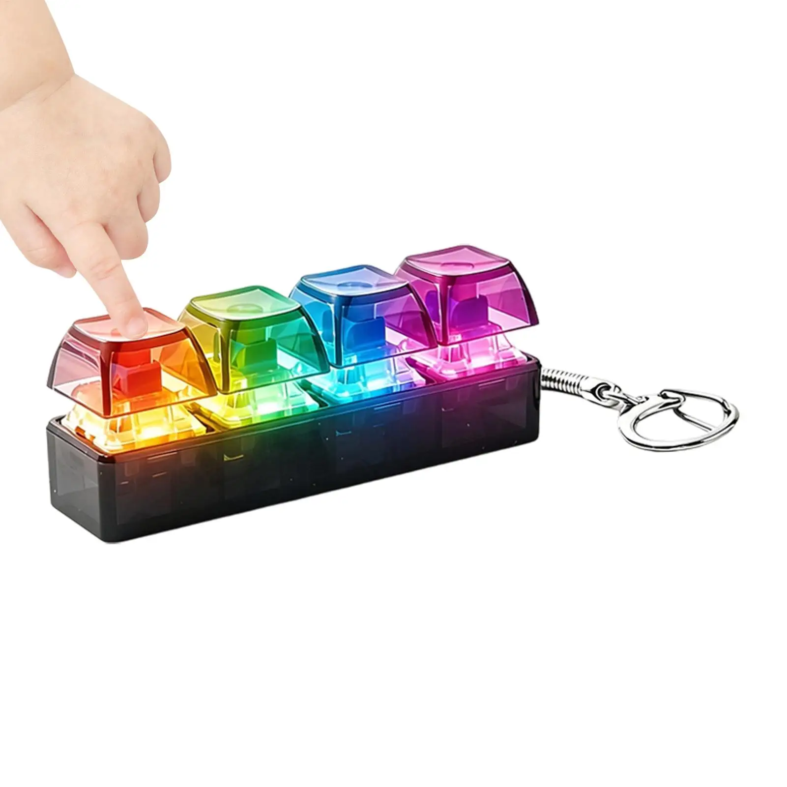 8x2x2.5cm LED Light Up Fidget Keyboard Keychain Sensory Button Toy Stress Relief Anti-Anxiety Fidget Toy For Home Office Travel