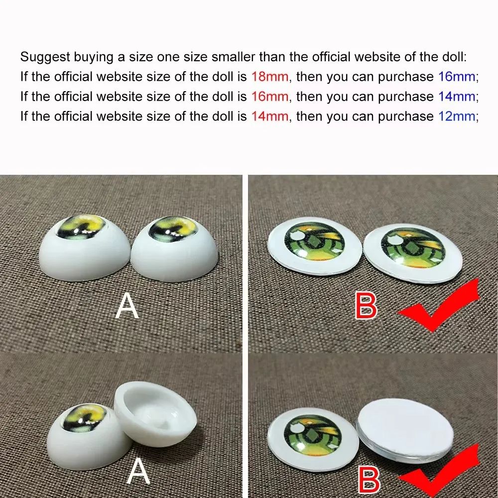 6 Pairs Doll's Eyes for 1/3 1/4 1/6 Bjd Doll 12/14/16/18mm Glass Eyeball Anime Cartoon Diy Girl Toys Dress Up Doll Accessories