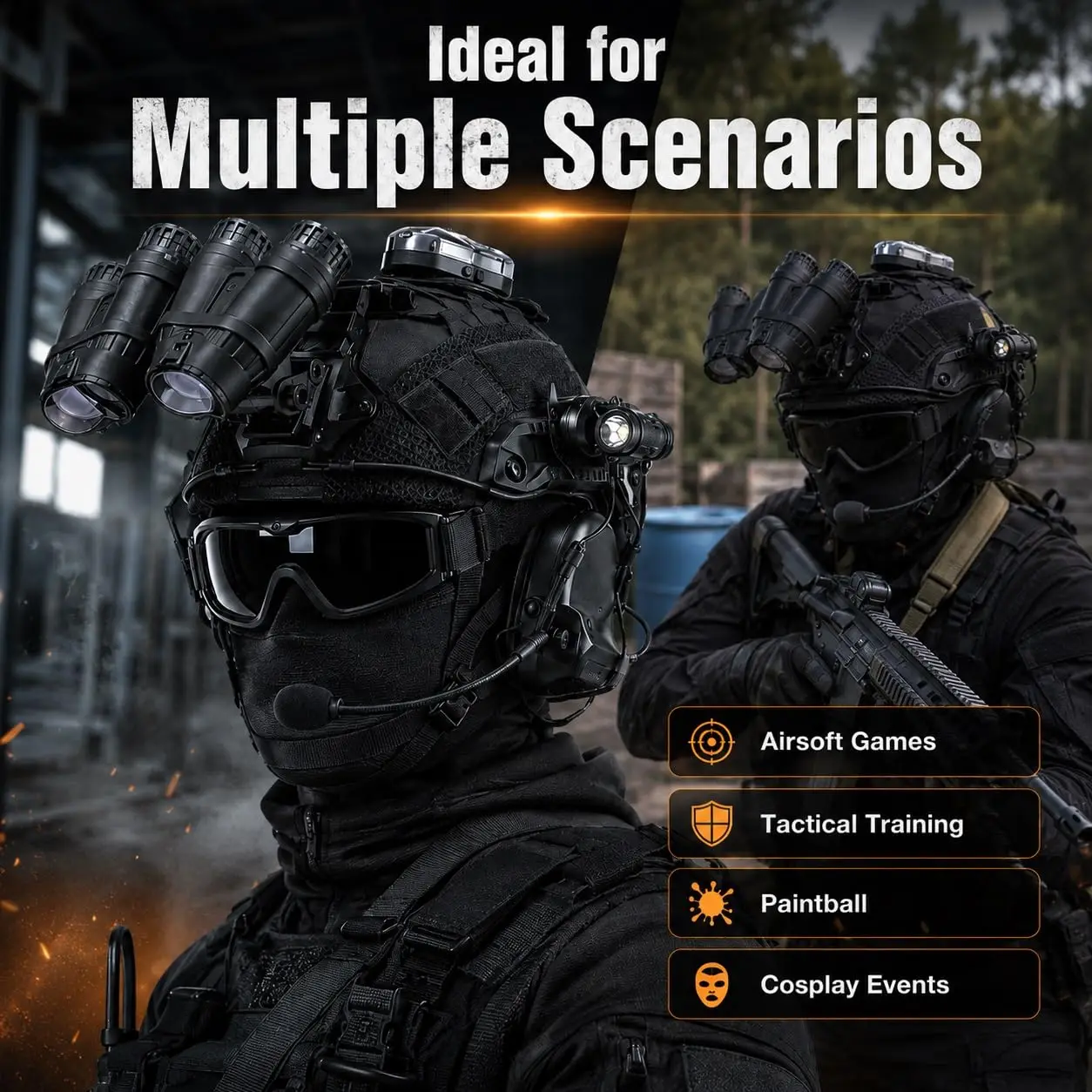 Tactical Helmet Set Airsoft Helmet Kit with NVG Dummy Model L4G24 Mount Headset Flashlight Signal Light for CS Paintball Cosplay