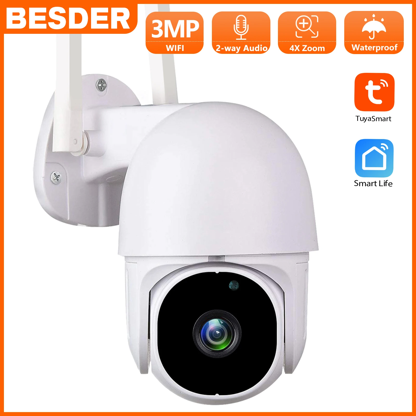 1080P HD Tuya Smart Life WiFi IP Camera Audio 3MP Outdoor Infrared Night 4XDigital Zoom PTZ Video Surveillance CCTV Security Cam