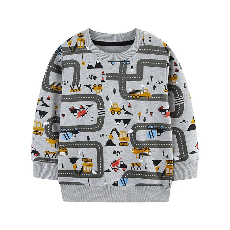 

Jumping Meters 2-7T Cars Printed Cotton Boys Sweatshirts Children's Sport Shirts Long Sleeve Kids Autumn Spring Clothes