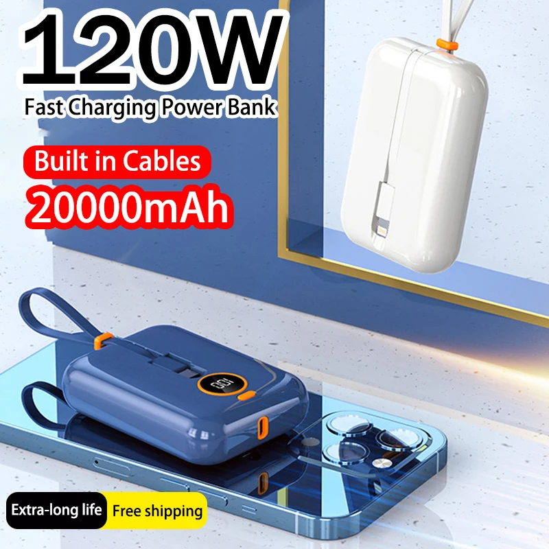 

120 Вт 20000 мАч PowerBank Портативное сверхбыстрое зарядное устройство Power Bank высокой емкости для IPhone Samsung Xiaomi Внешняя батарея телефона