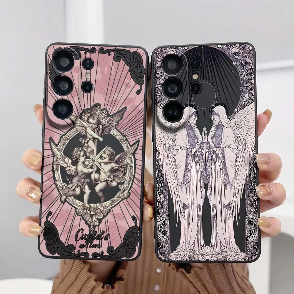 Two Angels Halo Art For Samsung Galaxy S26 S25 S24 S23 S22 S21 S20 Pro Edge Ultra Plus FE 5G Black Cover Phone Case