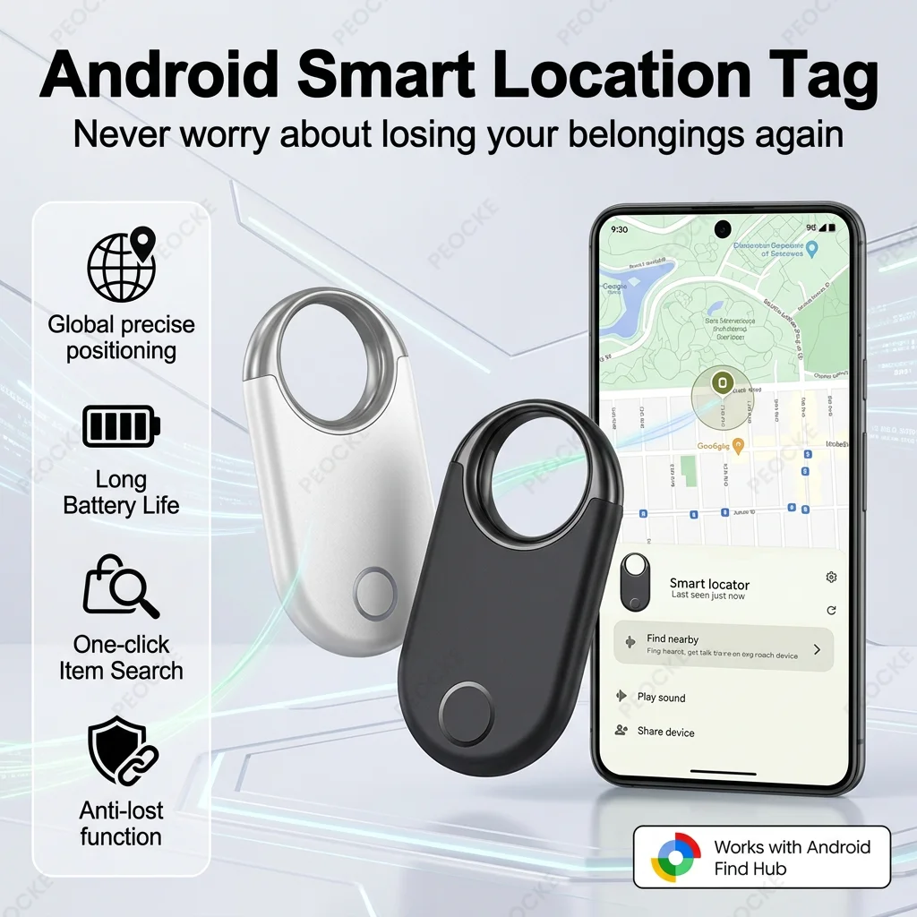 Google Find Hub Smart Tag: Android Locator for Pixel/Xiaomi/Moto, Pet & Item Tracker, 1/2/4PCS (Not for IOS/Huawei)