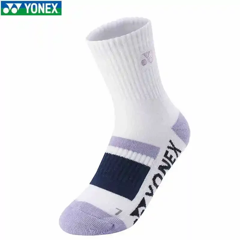 YONEX 2024 nuevos calcetines de bádminton profesionales calcetines de toalla transpirables antideslizantes de fondo grueso duraderos calcetines de tubo medio para hombres y mujeres