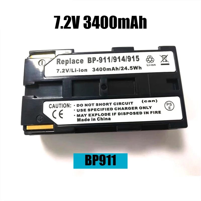 Bateria da câmera BP911 7.2V 3400mAh para Canon BP911 BP914 BP-915 BP915, duas baterias + um carregador