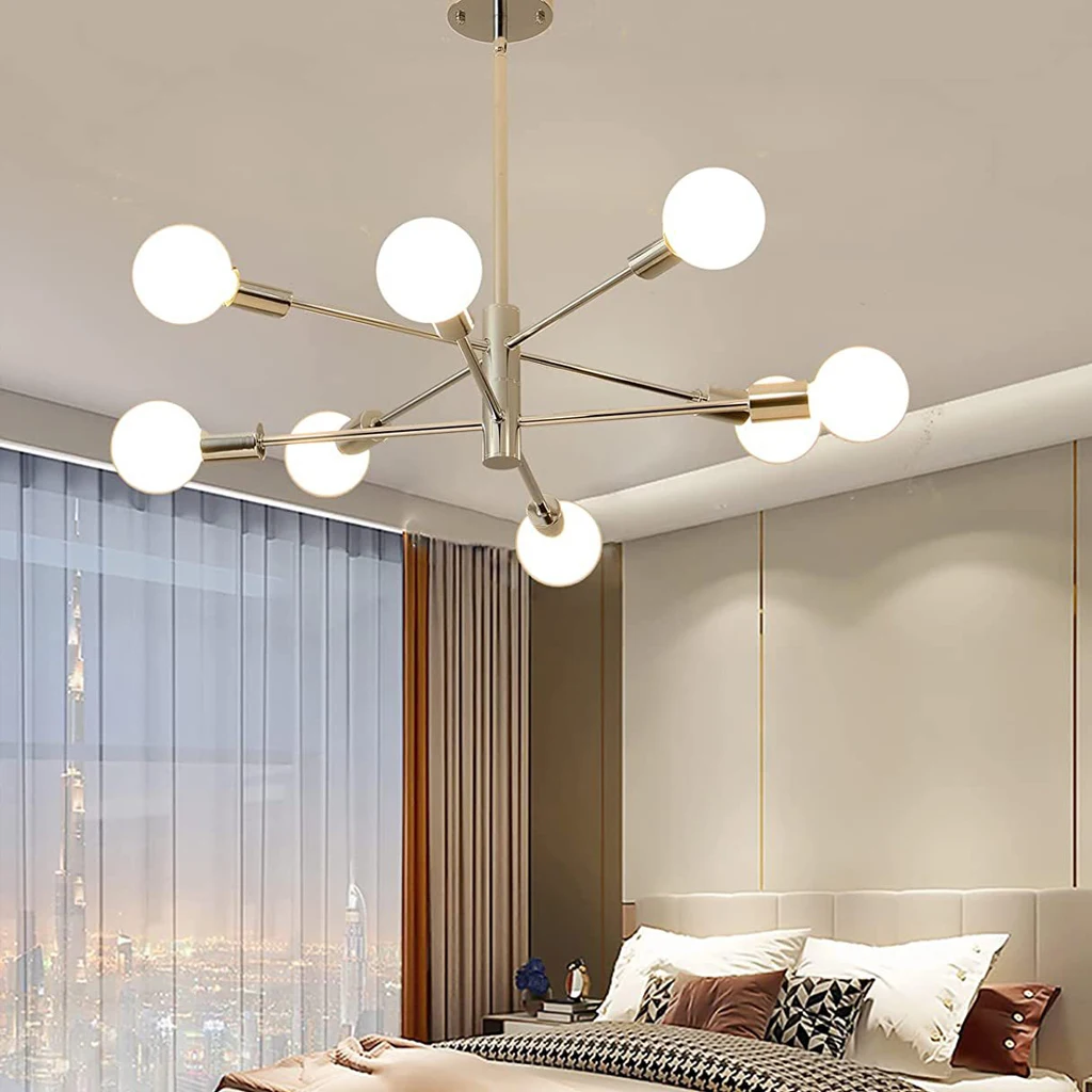 Modern Sputnik Ceiling Chandelier Satellite Hanging Lamp Lustre Ceiling Light Fixture 2/4/8 Heads Home Living Dining Room Decor