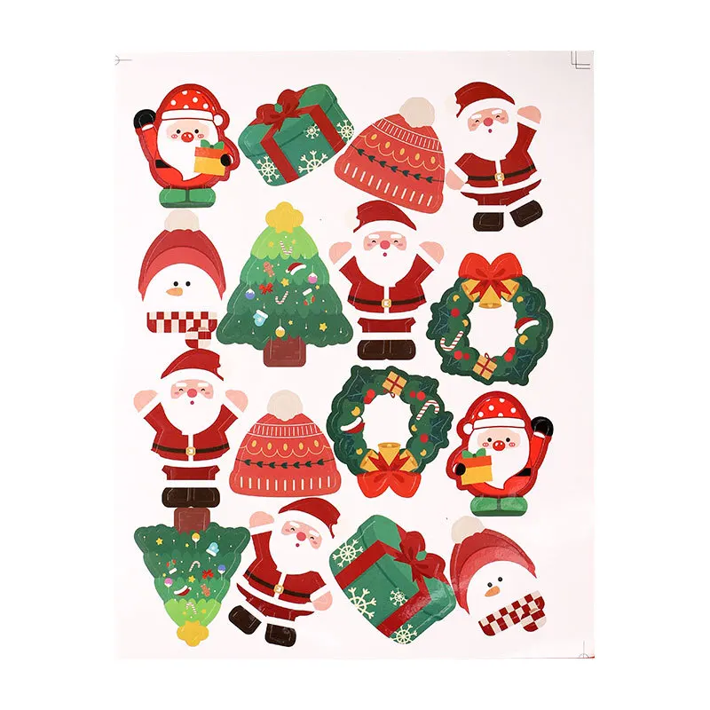 5pcs Christmas Cartoon Stickers, Xmas Small Gift, Santa Claus Christmas Tree Snowman Decals, DIY Decorative Stickers