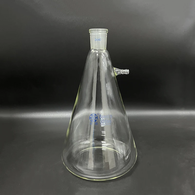 

Filtering flask with side tubulature,Capacity 3000ml,Ground mouth 24/40,Triangle flask with tubules,Filter Erlenmeyer bottle