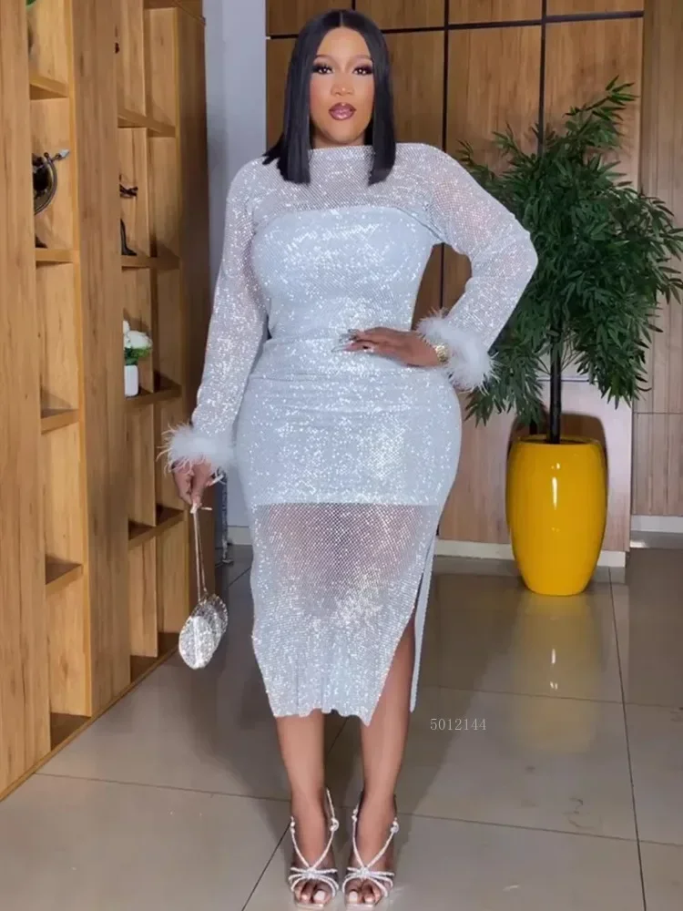 

Белое длинное платье Дашики в африканском стиле размера плюс 4XL, вечернее платье с блестками, женская мода в стиле Анкара, новинка 2025 г.