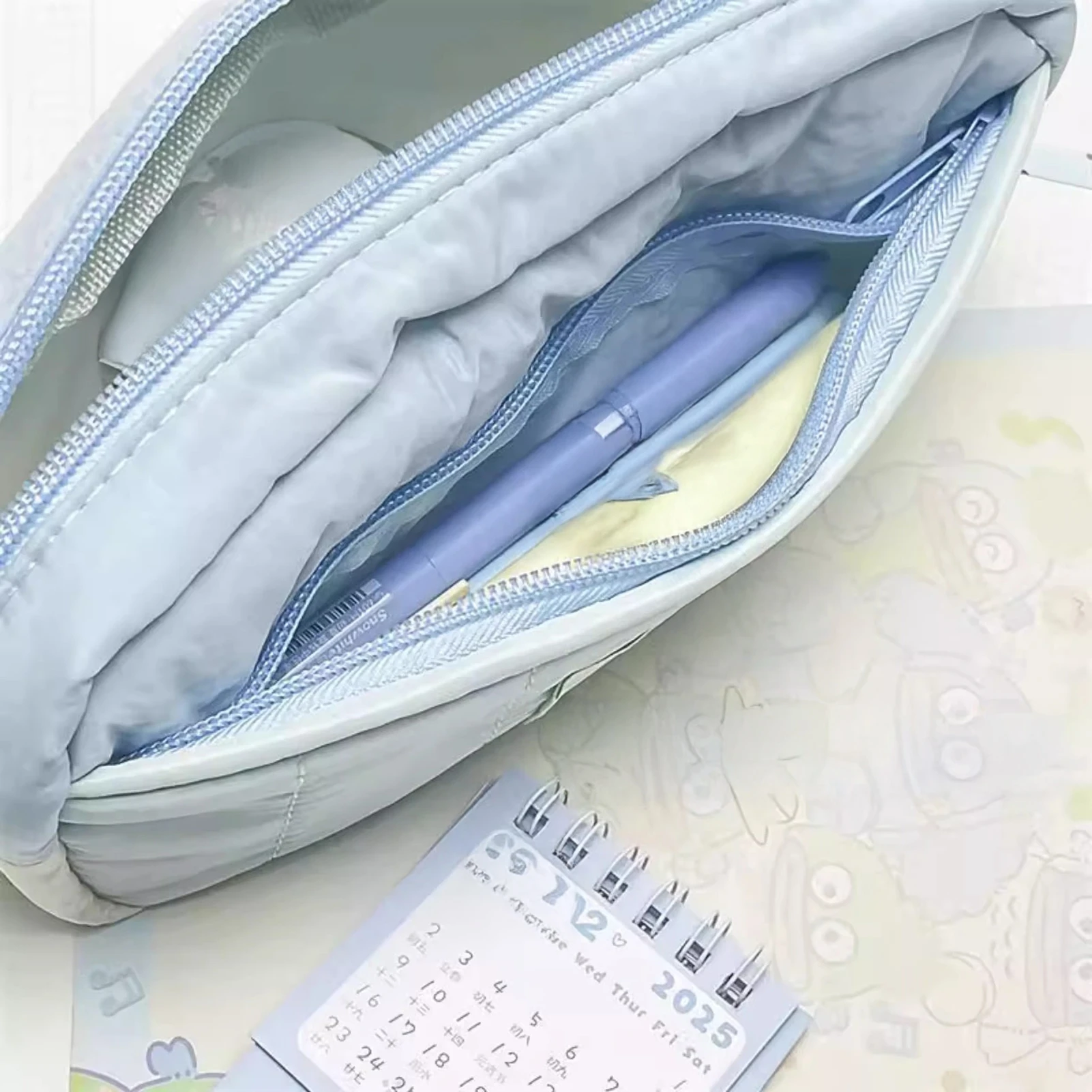 Girl Cute Simple Pencil Case For School Students Color Block Stationery Storage Pouch Organizer Large Capacity Pen Holder Bag