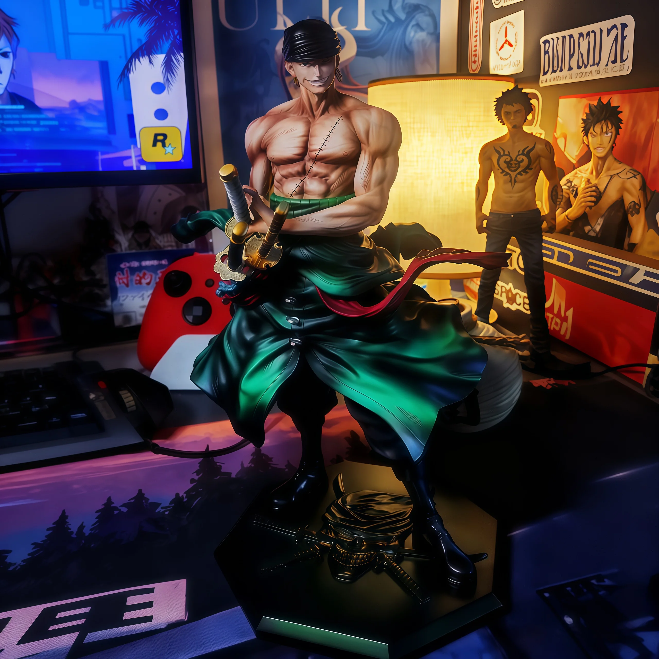 Heißer Verkauf: 28cm One Piece Anime-Figur Roronoa Zoro, Zoro-Figurine aus PVC, GK-Statue, Sammlermodell, Schreibtischdekoration, Hobbyspielzeug