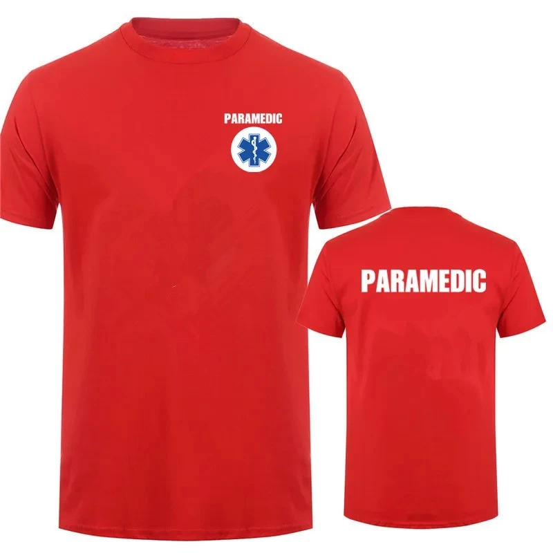 

2025 Summer Paramedic Men's and Women's T-shirt Cotton Short-sleeved Emergency Medical Services T-shirt Men's Clothing Top