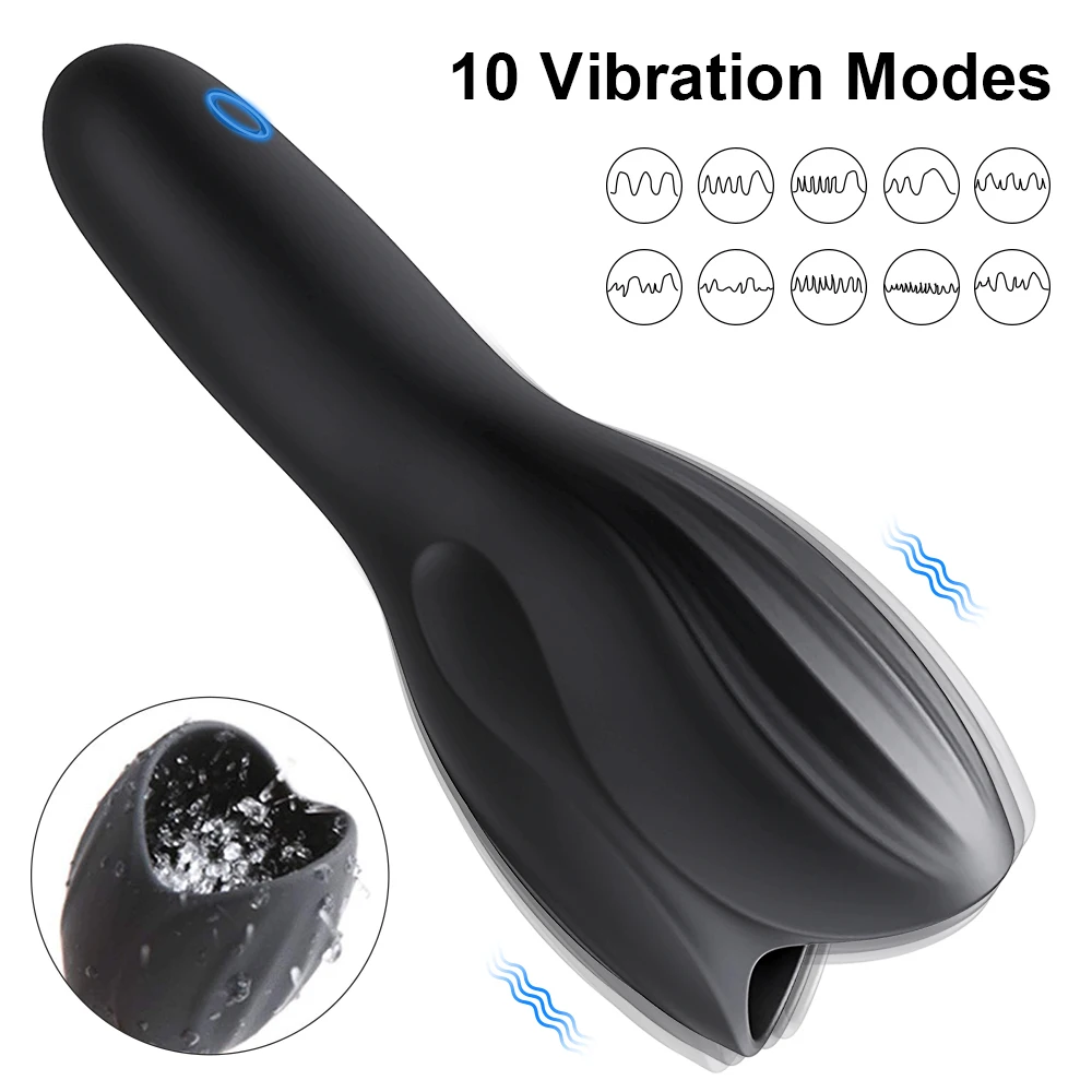 Male Masturbator Penis Training Vibrator Glans Exerciser Lasting Delay Endurance Vibrating Trainer Automatic Oral Sex Toy Men 18