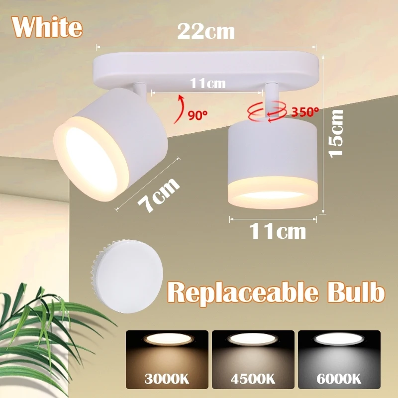 GX53 tracklamp 3-kleuren spotlight AC85-265V woonkamer slaapkamer winkel kroonluchter draaibare downlight keuken huisverlichting