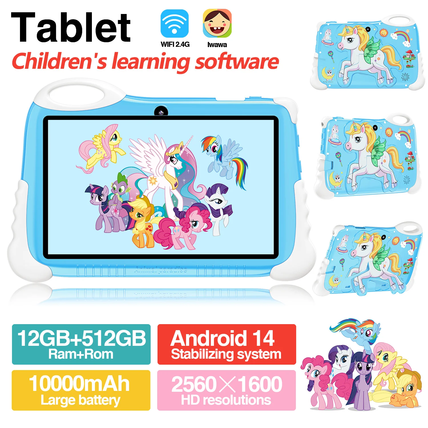 2024 Global Model Kids Learning Tablet 7 inch Dual Camera Wifi HD Kids Software Installation High Performance Tablets Practical