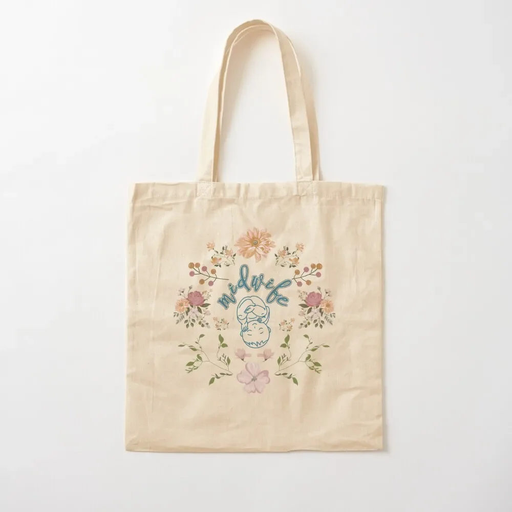 

Retro Midwife Floral babies Thank you Labor and Delivery Tote Bag Women's shopping bag Candy bags Eco bag canvas bags