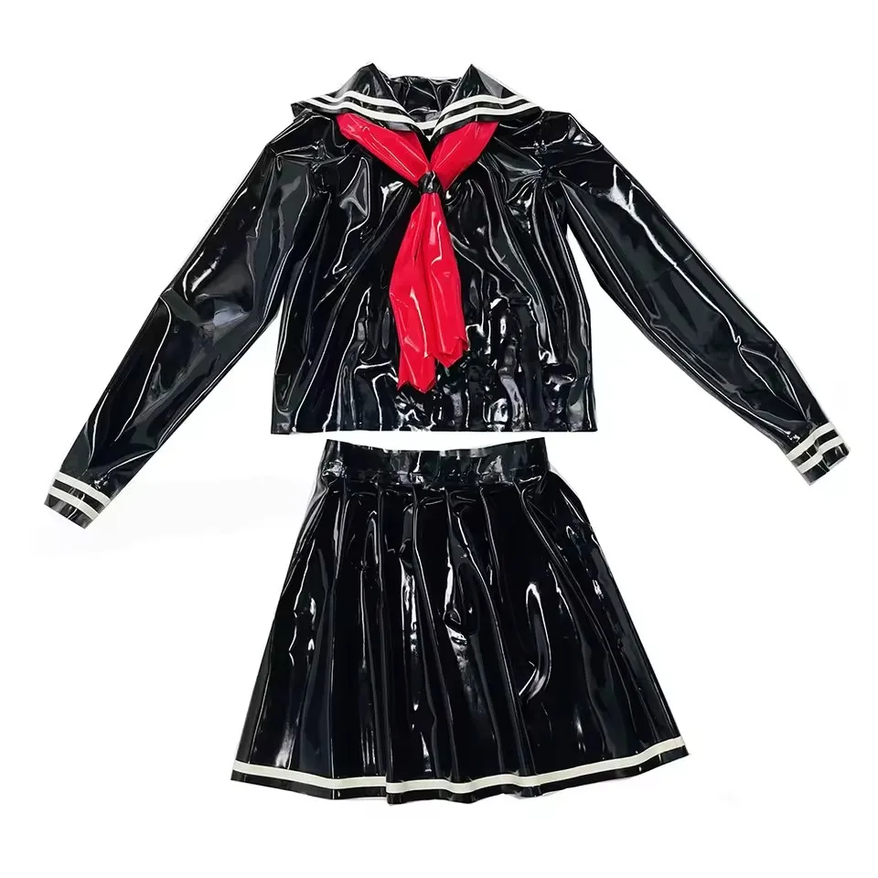 

Latex Women Men Sailor Uniform Jacket and Skirt Handmade