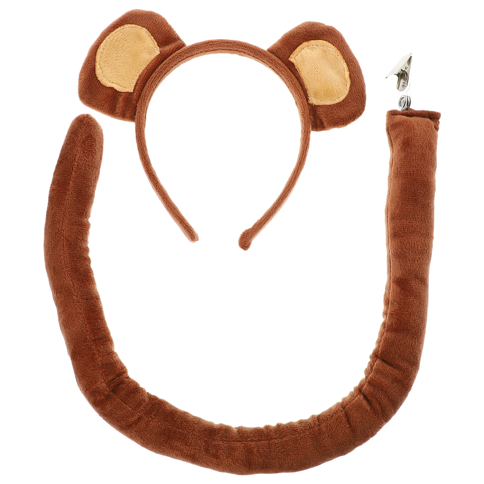

1 set Monkey Ear Headband Tail Accessories Fabric Animal Costume Set Hairband Party Stage Props Lightweight