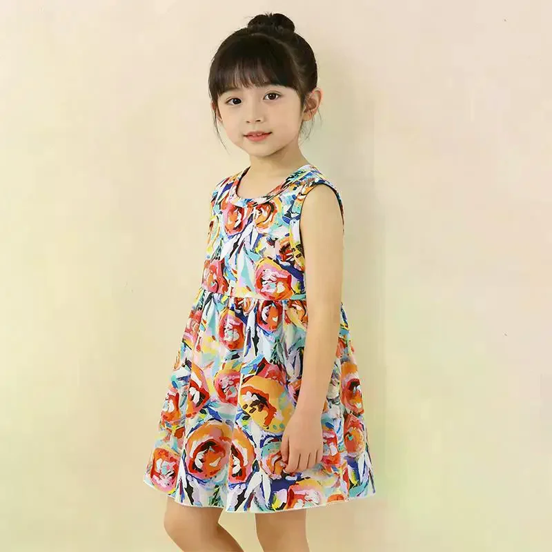 Newborn Baby Cotton Dress Regular Sleeveless A-Line Girl Dresses 0-24 Months