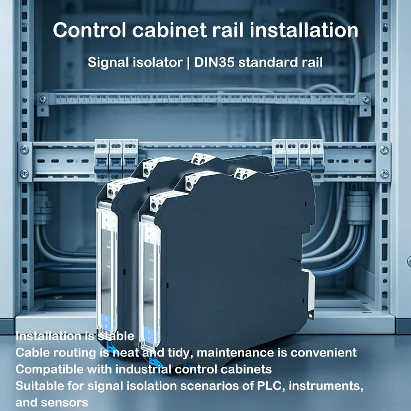 DC current signal isolator - 4-20mA to 0-10/5V conversion module - one input, two outputs - voltage transmitter