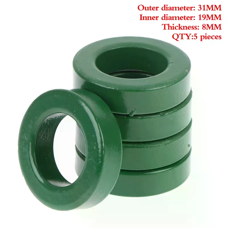 5pcs Filter Mn-zn High Conductivity Green Ferrite Core Ring 31*19*8mm Anti-interference Inductor