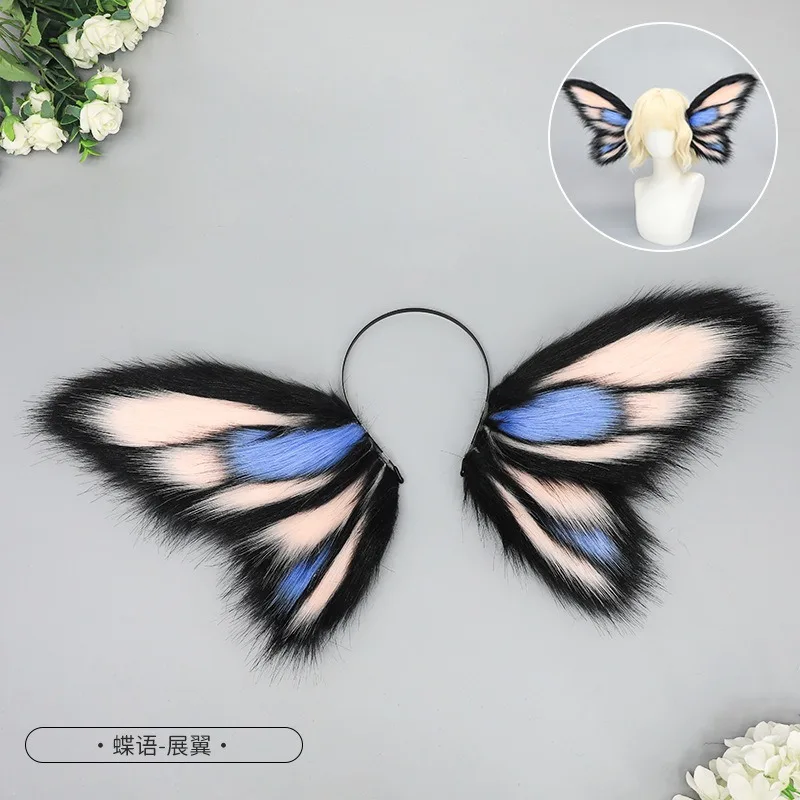 Halloween demônio animal orelha headpiece borboleta fantasia pelúcia acessório de cabelo criatura peludo animal cosplay orelha hairband