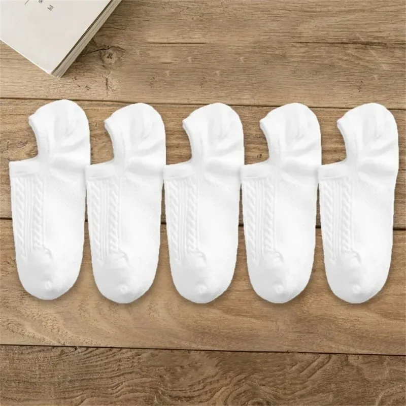 10 pezzi = 5 paia di calzini a tubo di cotone twist per uomo calzini corti da barca estate invisibile sottile Versatile Anti odore Calcetines