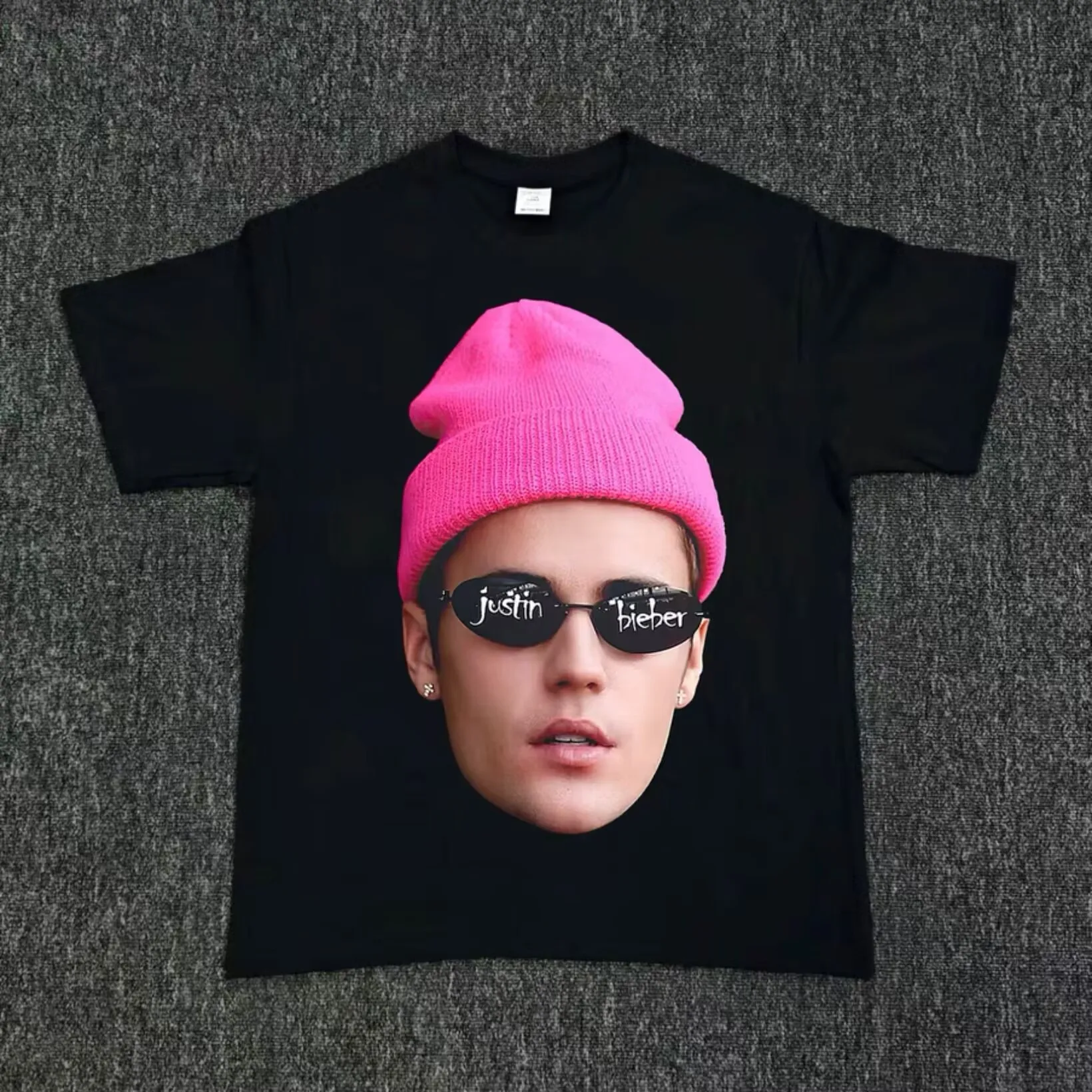 2025 Women Justin Bieber Men's and Women's Tshirt American Color Headgear Street Hip Hop Cotton Short Sleeve Women T-Shirt Top