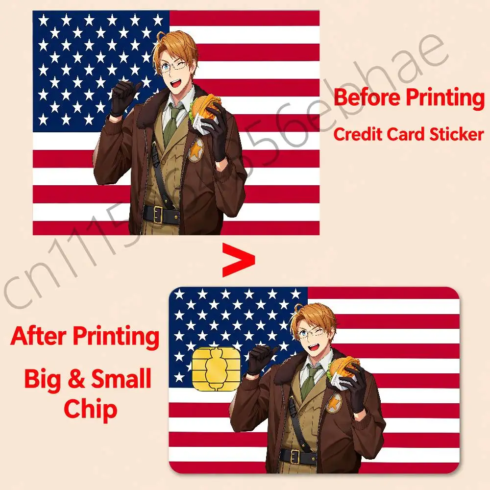 For America A-Alfred F Jones Fashion Waterproof Anti-Scratch Card Skin Stickers Stylish Decor Covers for Credit Debit Cards
