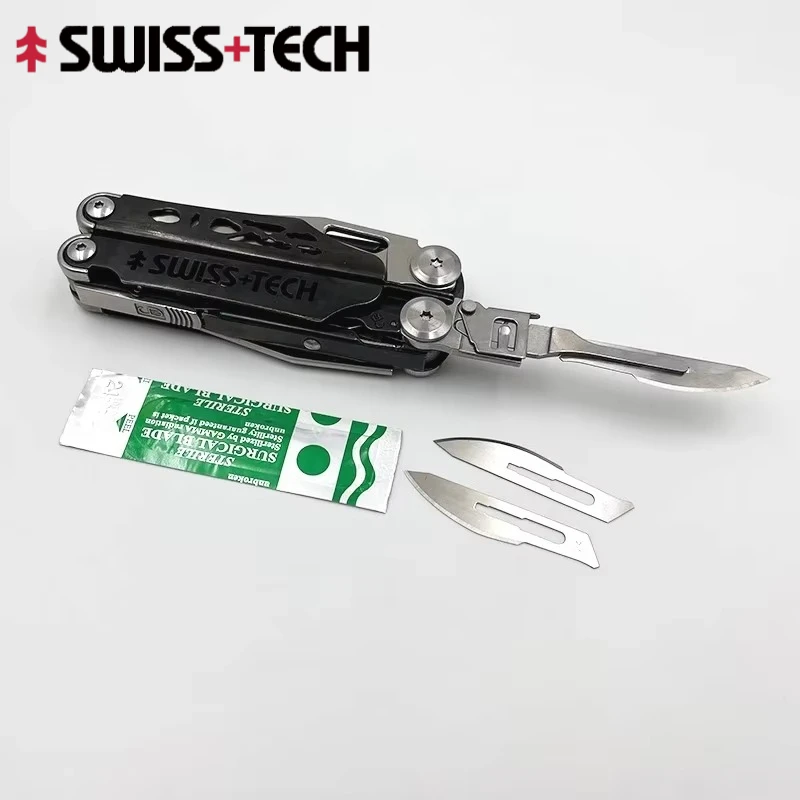 SWISS TECH 37 In 1 Multitool Pliers Folding Multi Tool Pocket Knife EDC Outdoor Camping Survival Tools With Replaceable Blades