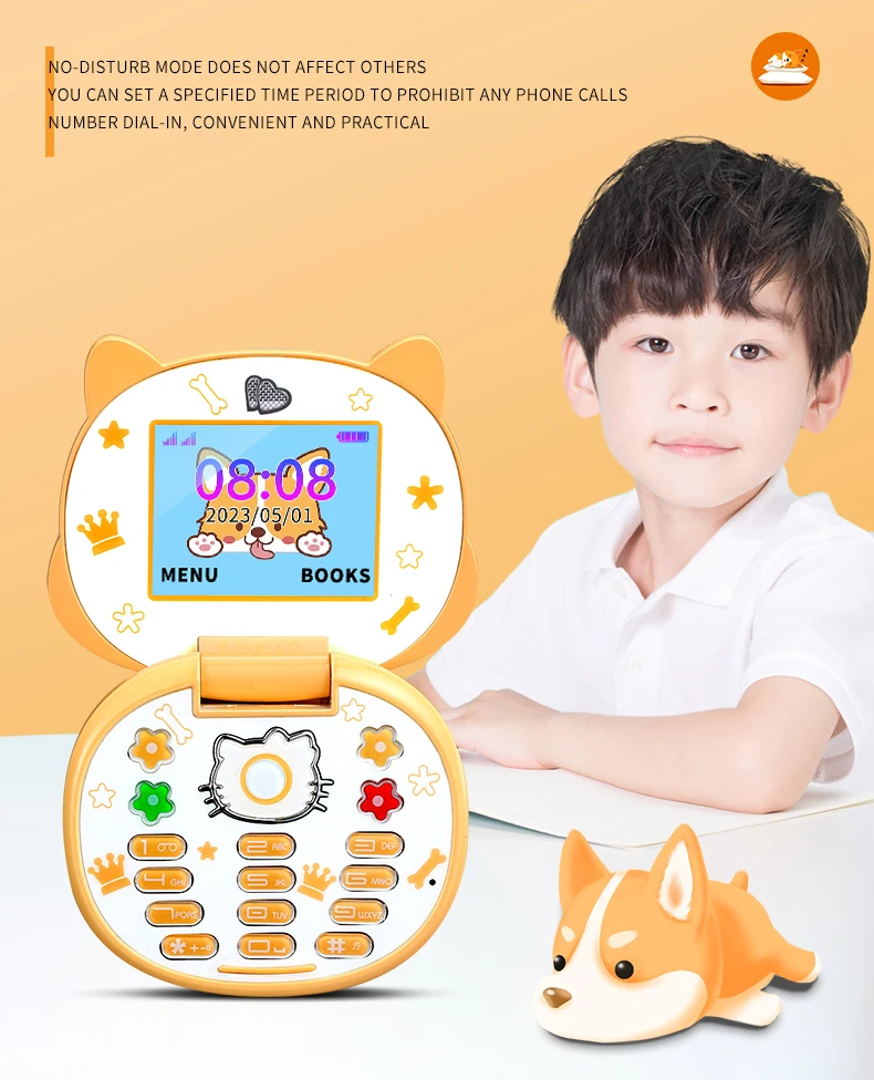 Cute Mini Koki Mobile Phone Flip Cartoon Kids Children Dual Sim 2G GSM Keyboard Botton MP3 Player Unlocked New Cellphone