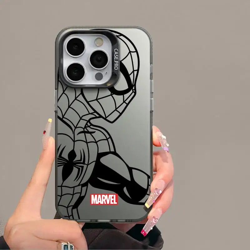 Funda de silicona para teléfono móvil Apple, carcasa protectora a prueba de golpes, SpiderMan, IronMan, para iPhone 11, 13, 15 Pro Max, 14 Plus, 12