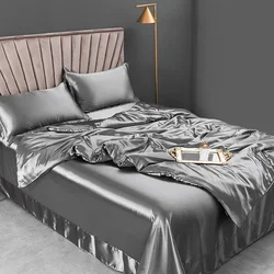 Pure 100% Mulberry Silk Bedding Set Bed Sheets and Pillowcases King Size Bedding Sets Soft Skin Friendly Silky Bed Sets