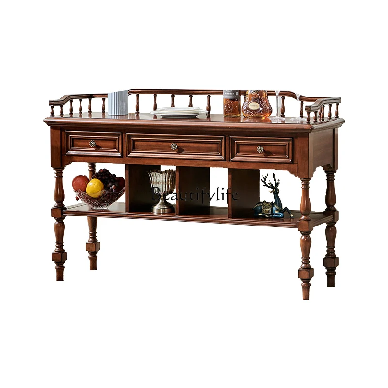 

04American side cabinet solid wood rack tea cabinet restaurant cupboard household