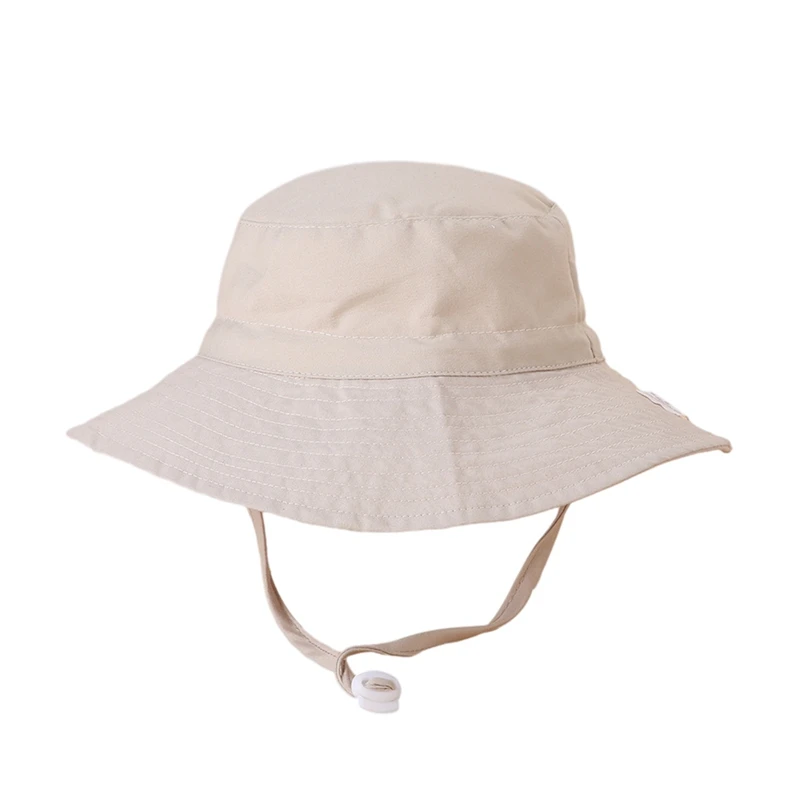 Children Sun Hat Boy Girls Solid Chic Bucket Caps with String Baby Kids Casual Outing Breathable Fisherman Hats Panama Caps