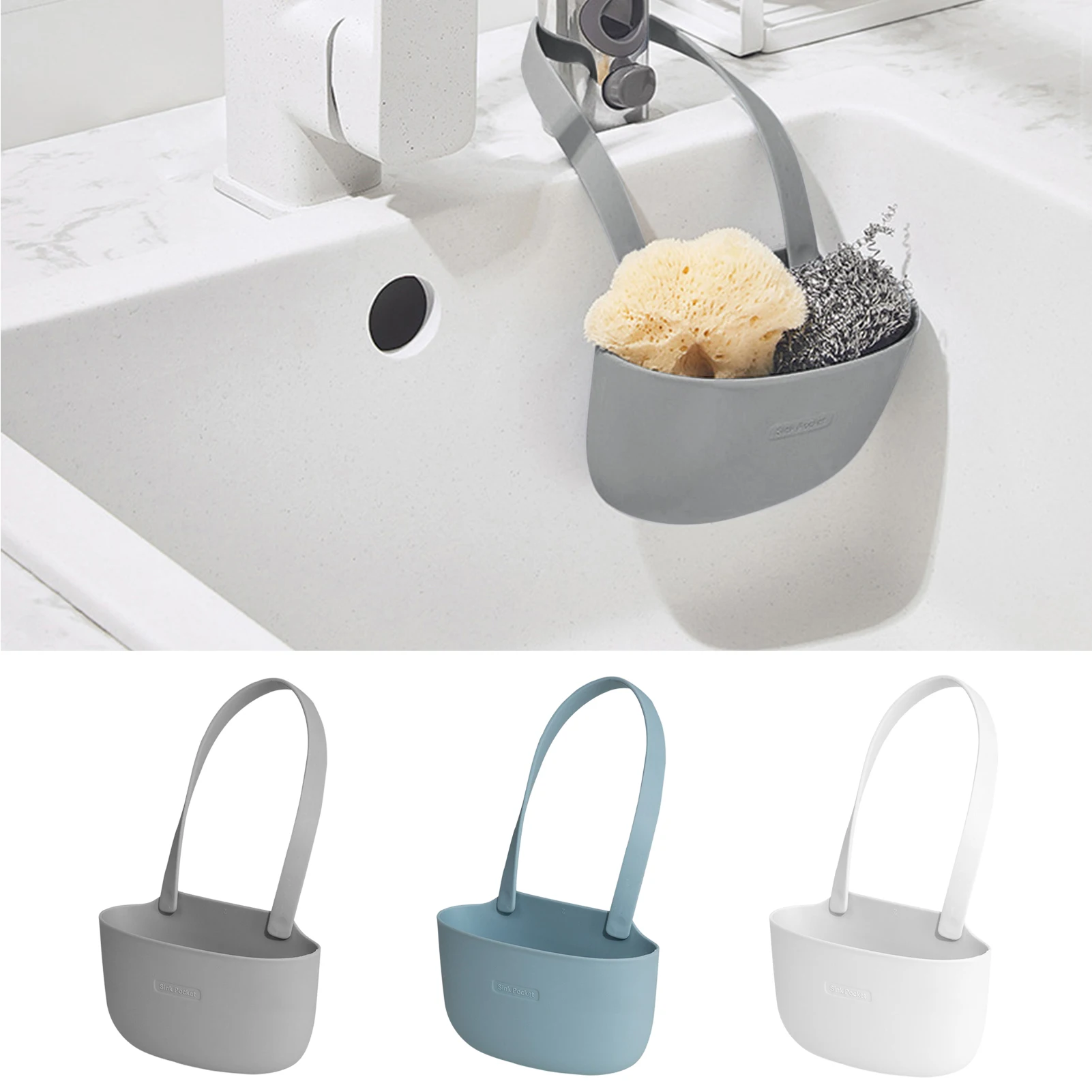 Kitchen Sink Sponge Holder Home Storage Drain Basket Single Layer Hanging Drain Basket Bag Bathroom Kitchen Accessories