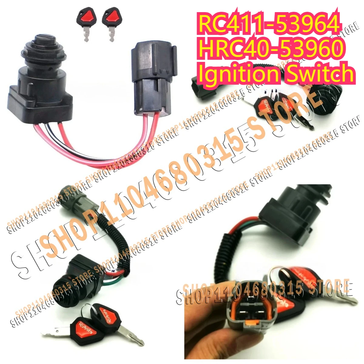 

RC411-53964 HRC40-53960 High Quality Ignition Switch STARTER U15 U25 U35 U45 for Kubota KX080 KX121 KX161 KX41 KX71 KX91