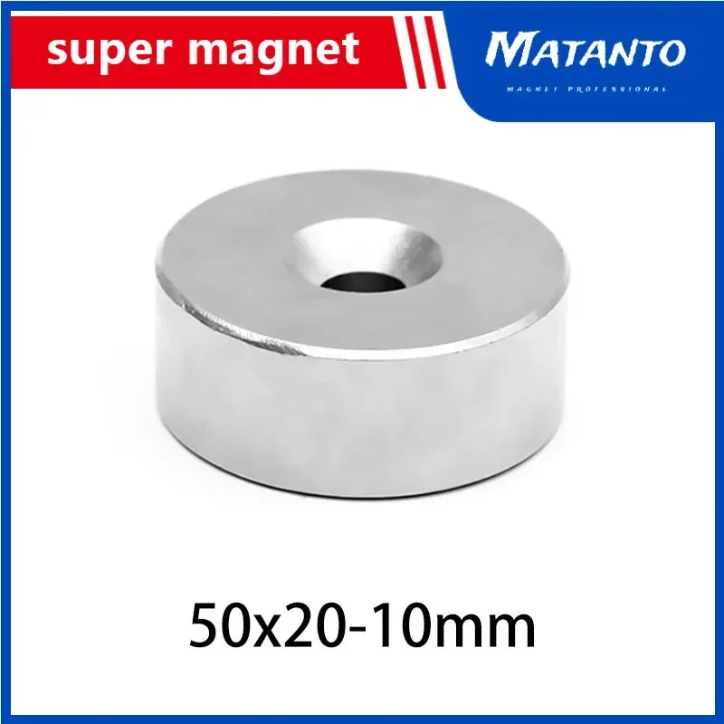 1PC 50x20-10mm Neodymium Magnet 50mm x 20mm Hole 10mm N35 Round Super Powerful Strong Permanent Magnetic imanes Disc