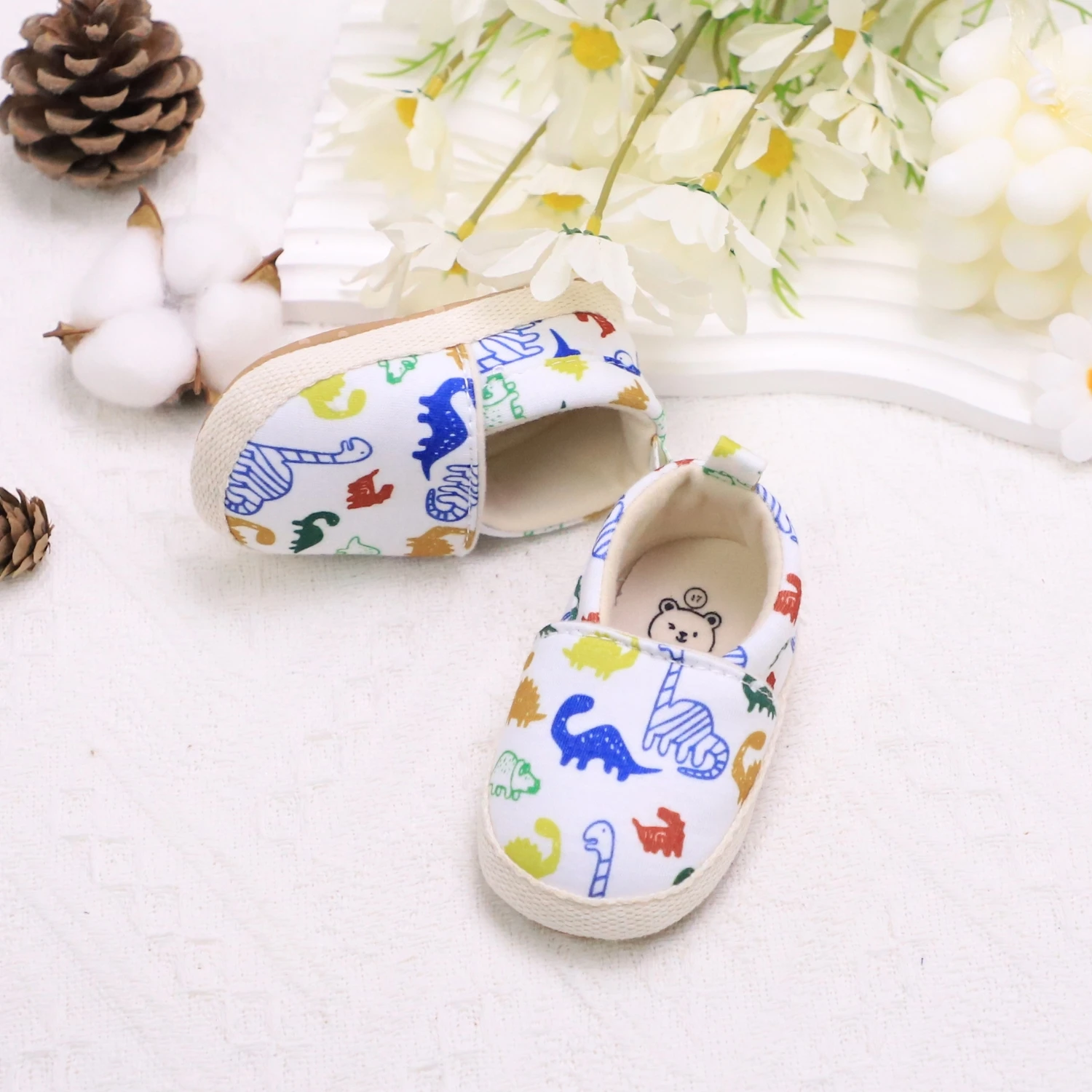 Casual Cute Cartoon Dinosaur Print Slip On Loafer Shoes For Baby Boys, Lightweight Non-slip Walking Shoes For Daily Party Wear,