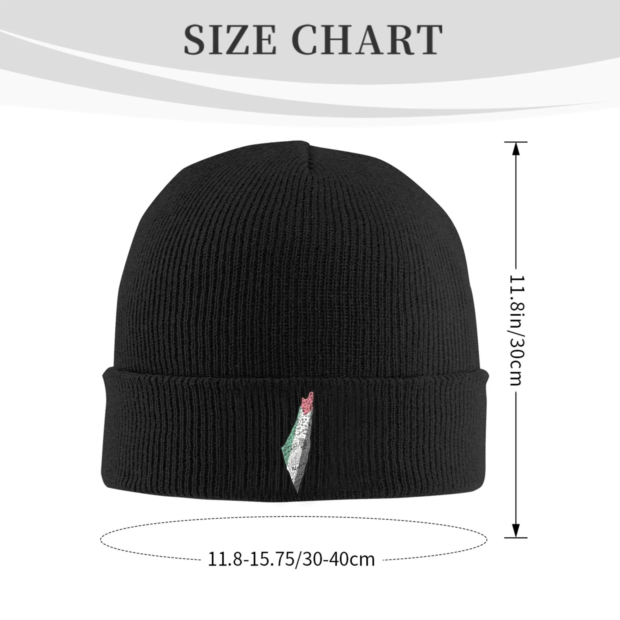 Palestine Arabic Calligraphy Art Drawing Bonnet Hats Palestinian Flag Beanie Hats Autumn Knitting Hat Female Male Head Wrap Cap view 5