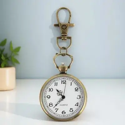 Orologio da infermiera 9H Vetro Acciaio inossidabile Rame Marrone Tasca da appendere Clip Orologio da esame al quarzo Orologi da petto Infermiera