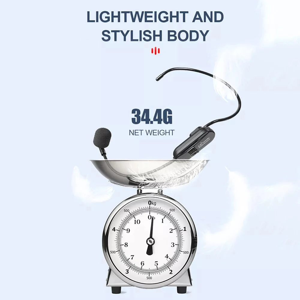 2.4G Wireless Microphones Dual Wireless Mic 2 Wireless Mics & 1 Receiver for Amplifier Voice Speaker Teaching Tours Guide