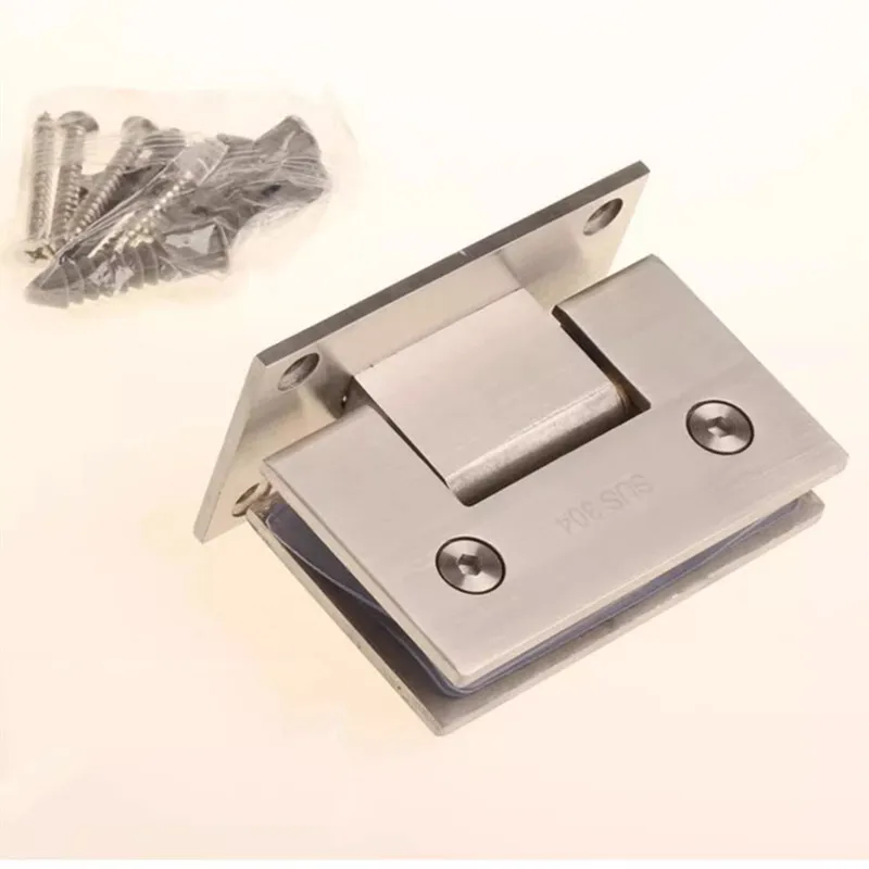 

Solid 304 stainless steel glass door hinge bathroom clip 90 degrees inside and outside double door hinge on wall(DG12091)