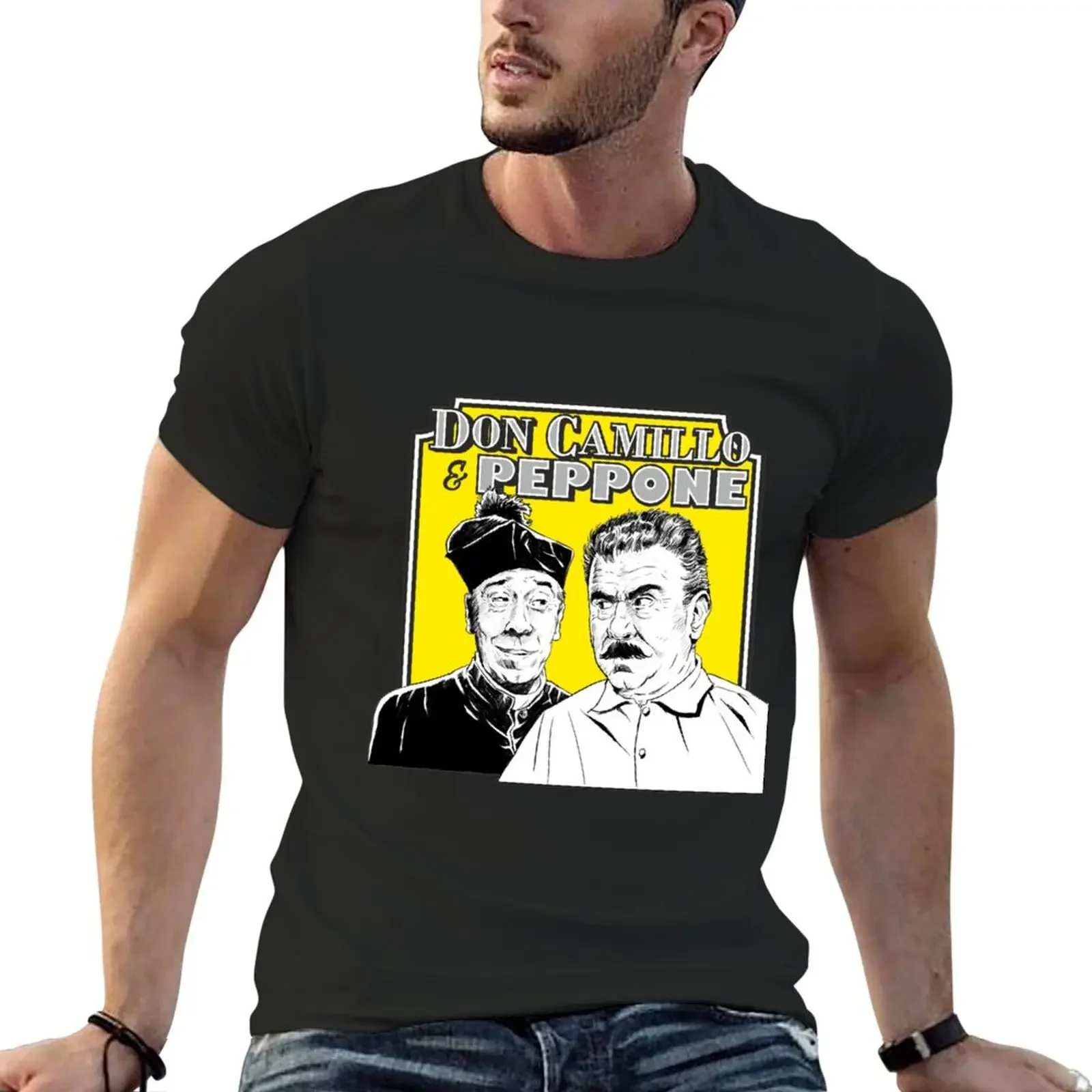 Don Camillo & Peppone - Yellow T-Shirt Short sleeve tee plus sizes anime workout shirts for men